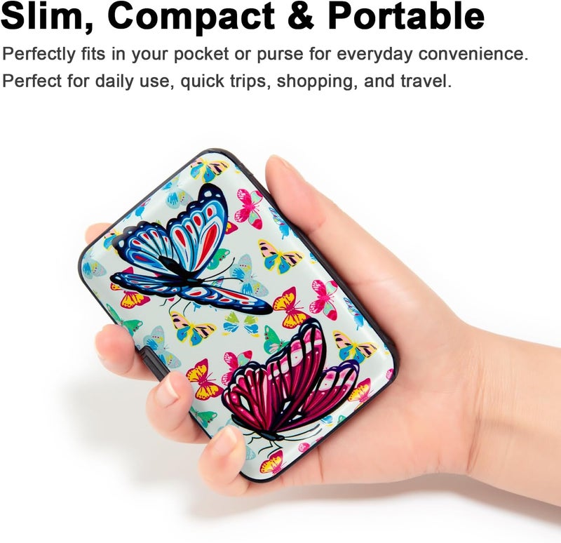 Kaabao RFID Blocking Small Metal Credit Card Holder Wallet for Women Men Business Aluminum Protector Sleeves Slim Mini Cards Case (A Butterfly) - Image 2